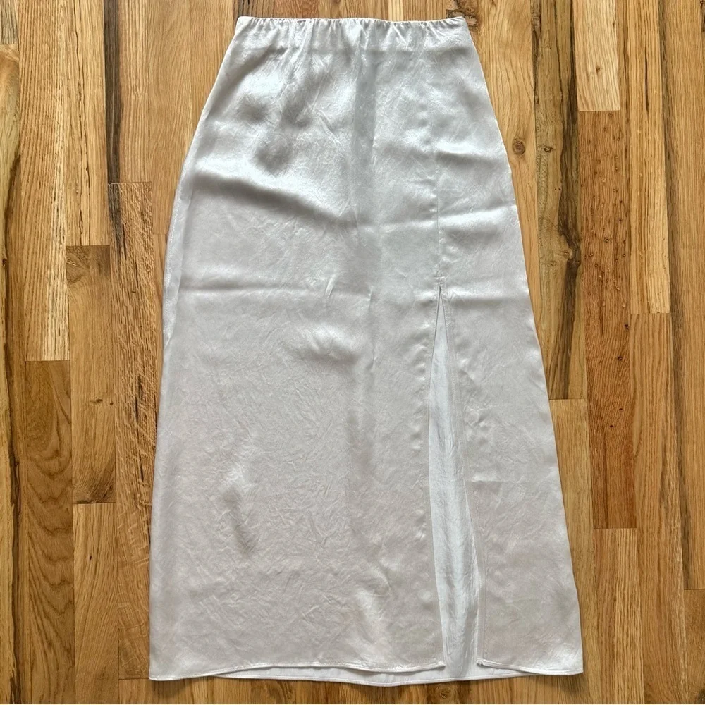 Babaton Aldus Slip Skirt NWT | Size 2 | Satin Midi in Denude Nude Beige Aritzia